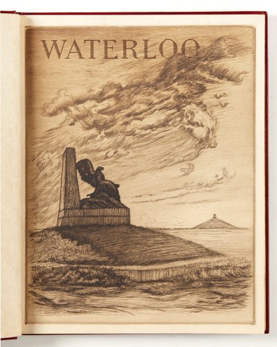1915年の「Le champ de Bataille de Waterloo」からのジェナペへの道のフランス人の記念碑 作： Alexandre Toupey